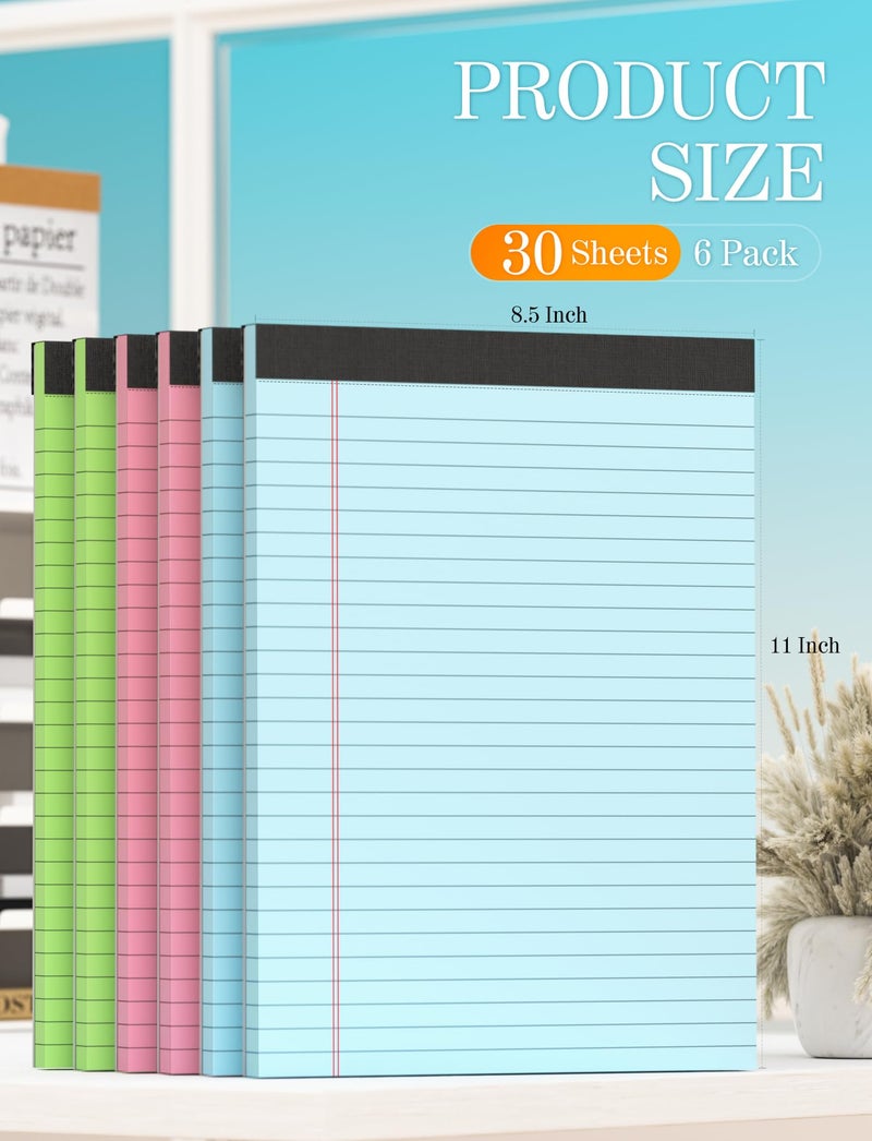 Zaviko Note Pads 8.5 x 11 Colored Legal Pads 8.5 x 11 Note Paper, 6 Pack Paper Pads 8.5 x 11 Notepad, Colored Legal Notepads 8 1/2 x 11 Writing Pads, Pink Notebook Paper 8.5 x 11, Wide Ruled, 30 Sheets/Pad - Image 2